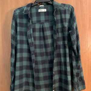 hollister flannel green size medium
